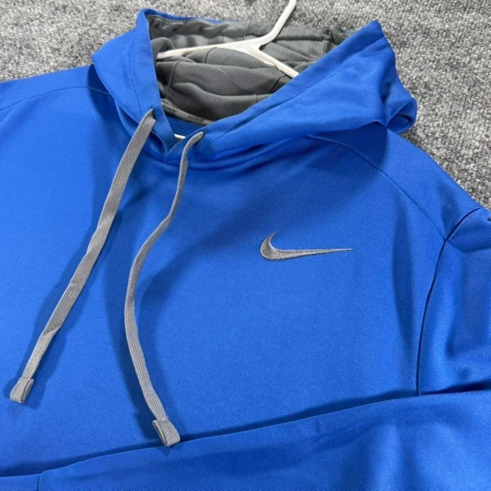 Nike Therma Fit Men's Hoodie Pullover Navy XXL Kangaroo Pocket Blue Gray